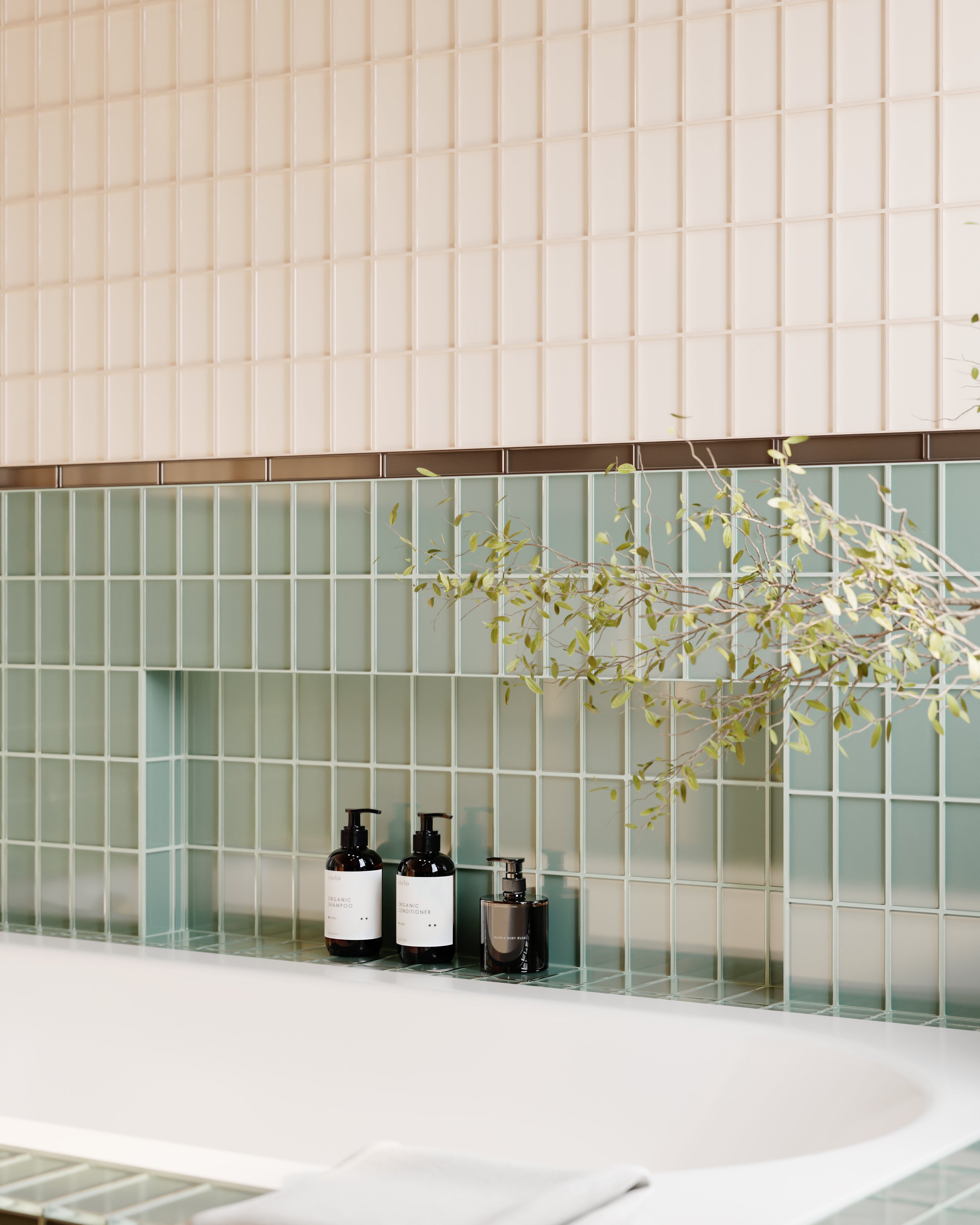 2x4 Straight Set Sheeted Glass Mosaic Tile in Sandpiper Gloss