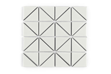 3" Triangle Sheeted - Quadrant Original Ceramic Mosaic Tile in Limewash Matte