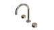 Foundry Two Handle Deck Mount Gooseneck Lavatory Faucet with Barrel Knob Handles in Polished Nickel