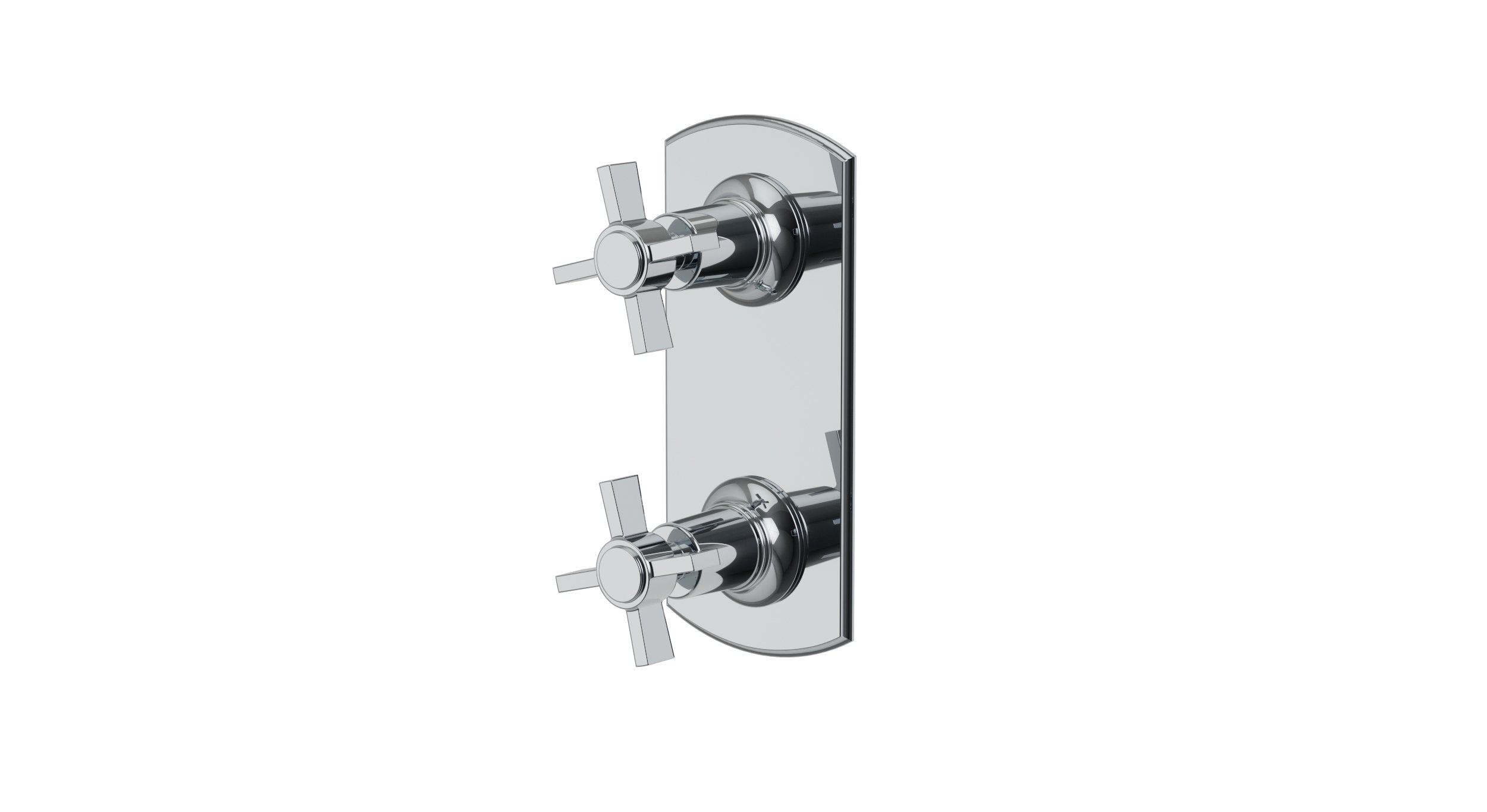 Emerson Two Handle Wall Mount Shower Trim with Defined Cross Handles in Polished Chrome