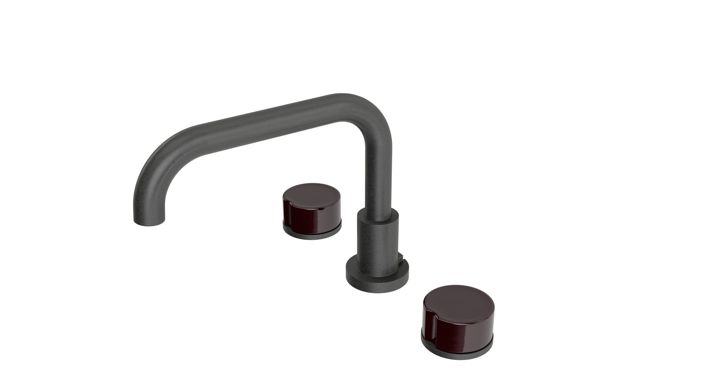 Foundry Two Handle Deck Mount Squaretop Bath Trim with Groove Ceramic Knob Handles in Blackened Nickel