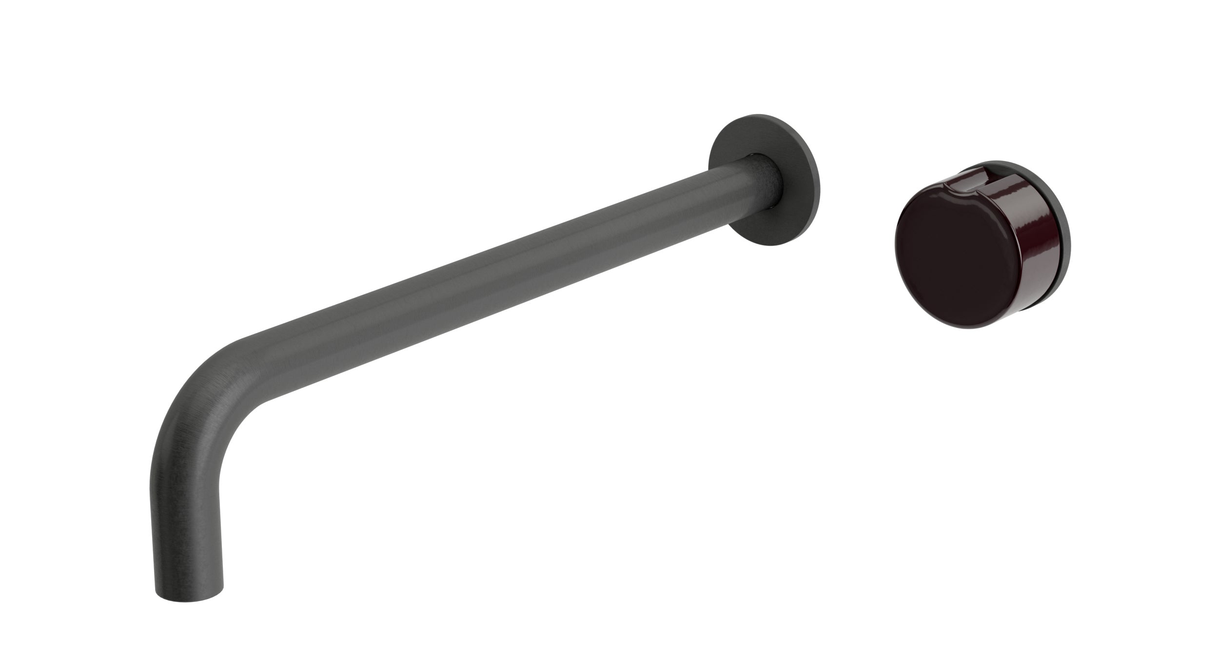 Foundry One Handle Wall Mount 12" Lavatory Faucet with Groove Ceramic Knob Handle in Blackened Nickel