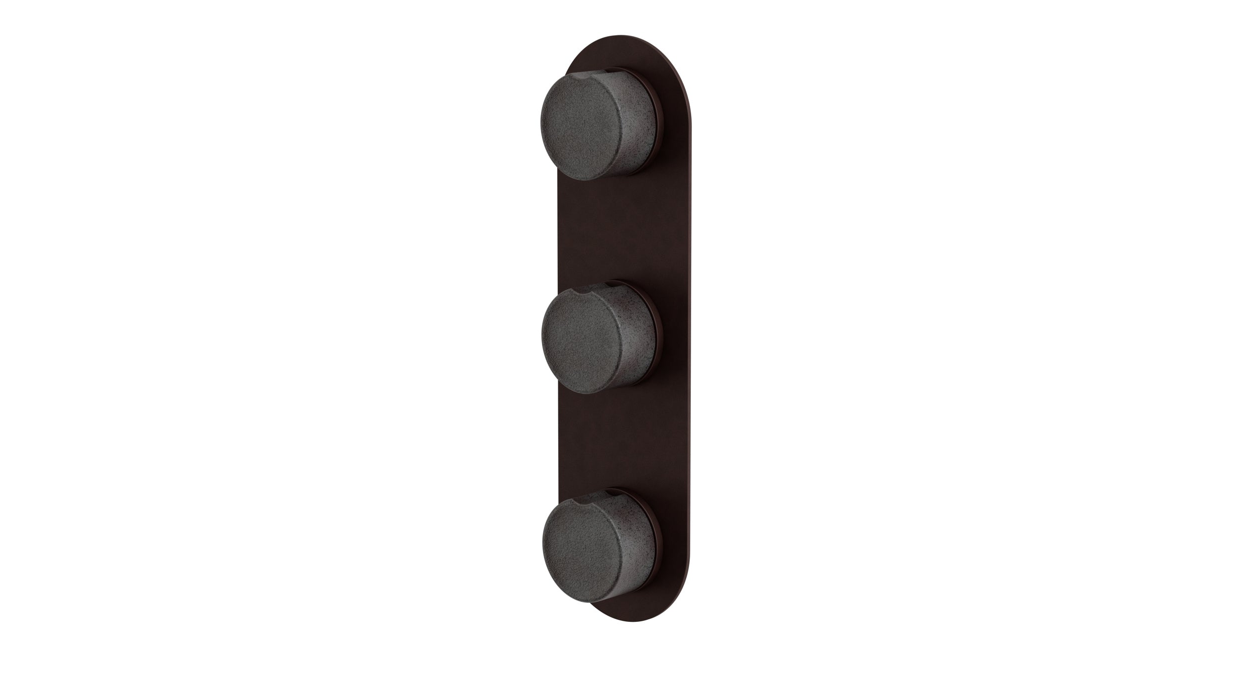 Foundry Three Handle Wall Mount Shower Trim with Groove Ceramic Knob Handles in Architectural Copper