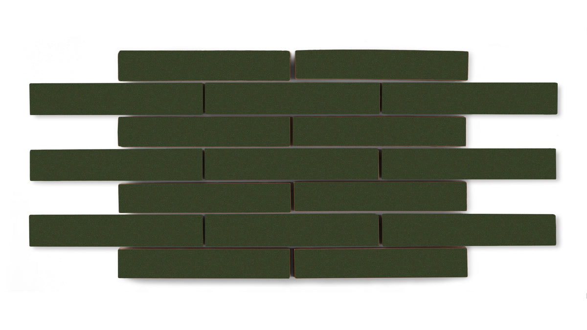 1x6 Half Offset Sheeted Original Ceramic Mosaic Tile in Hunter Green M