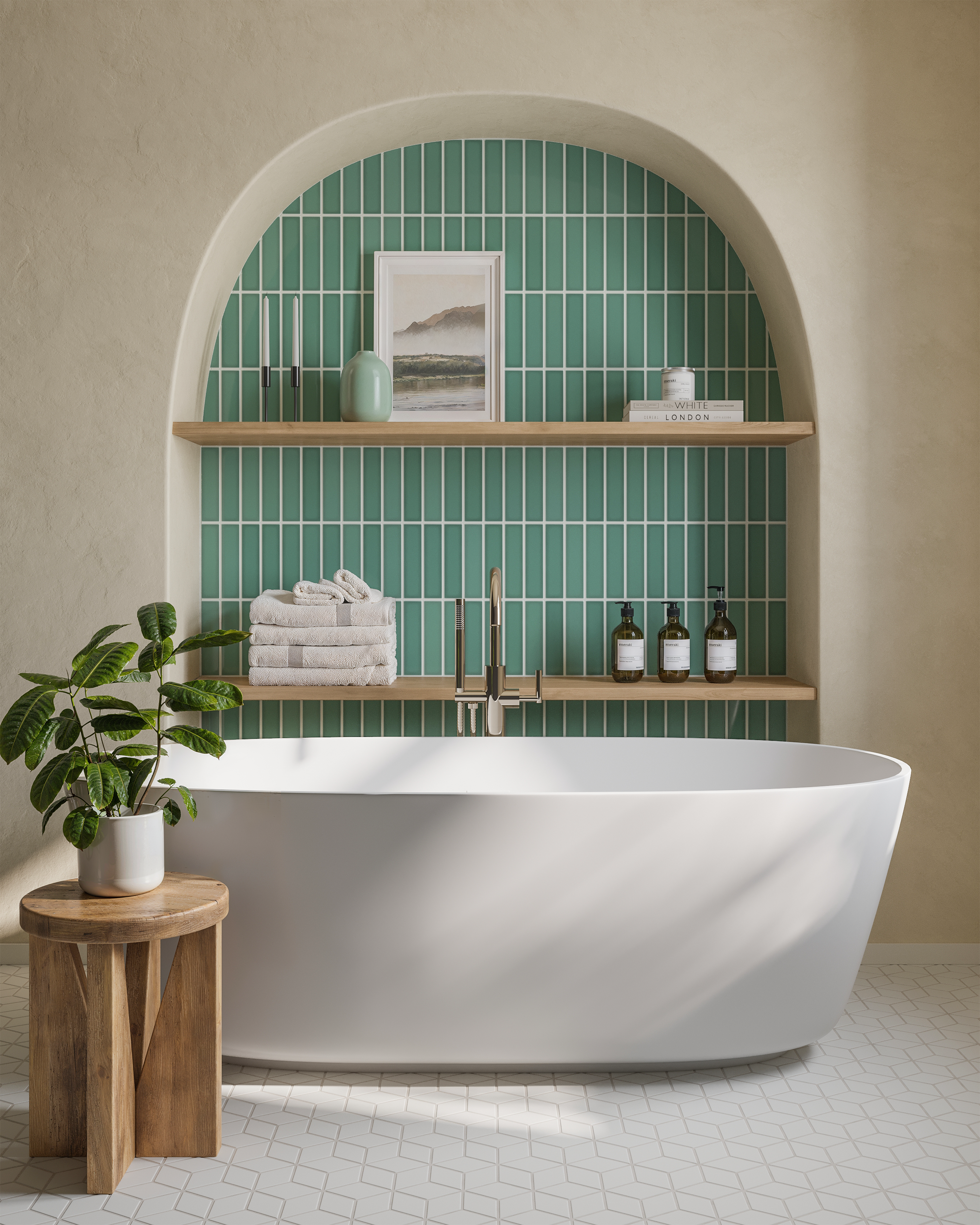 Contour One Handle Floor Mount Gooseneck Bath Trim with Hand Shower and Soft Lever Handle in Polished Nickel