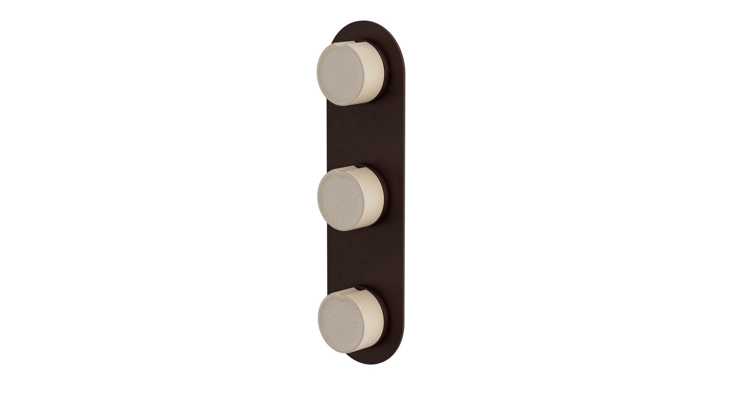 Foundry Three Handle Wall Mount Shower Trim with Groove Ceramic Knob Handles in Architectural Copper