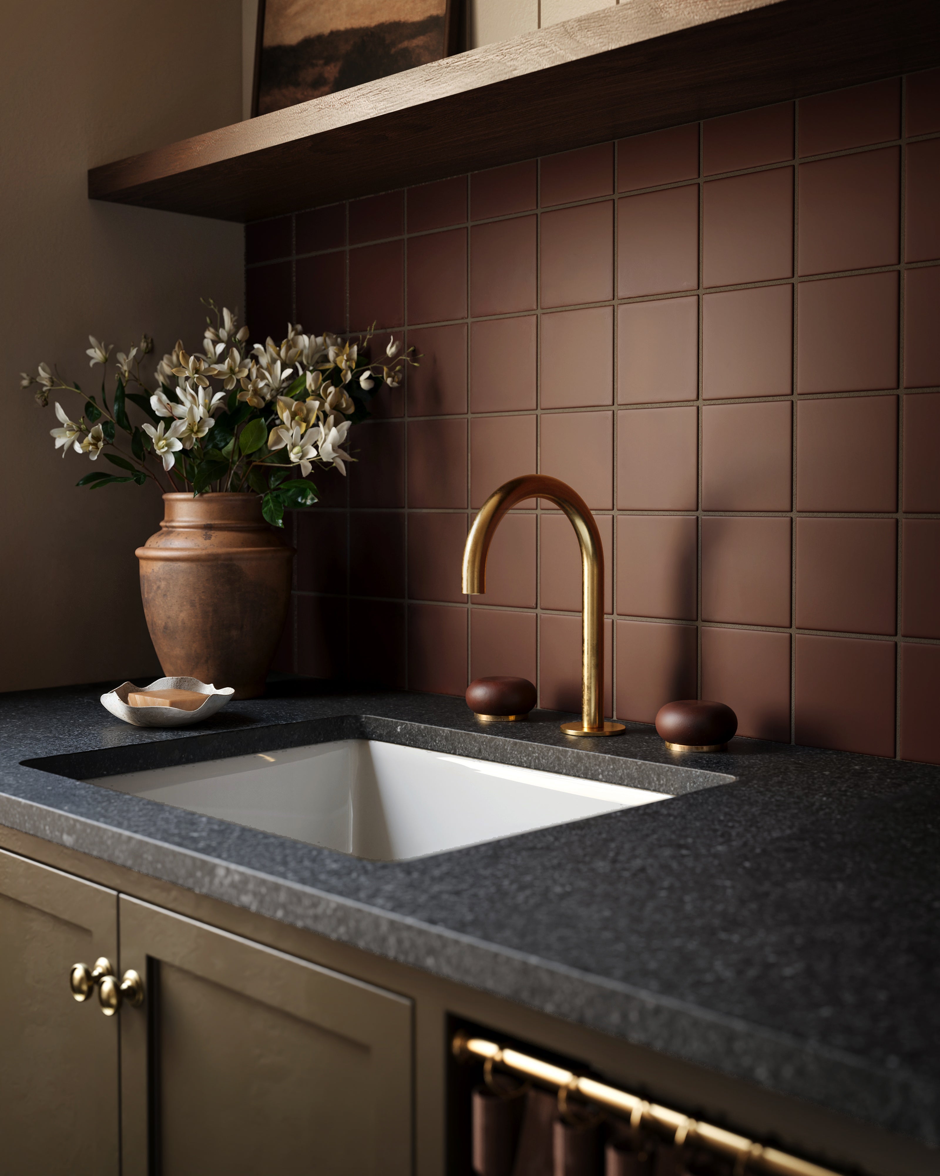 4x4 Original Ceramic Tile in Garnet Matte
