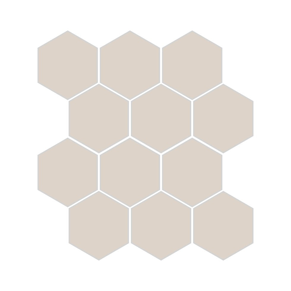 3" Hexagon Sheeted Original Ceramic Mosaic Tile in Sand Dune Matte