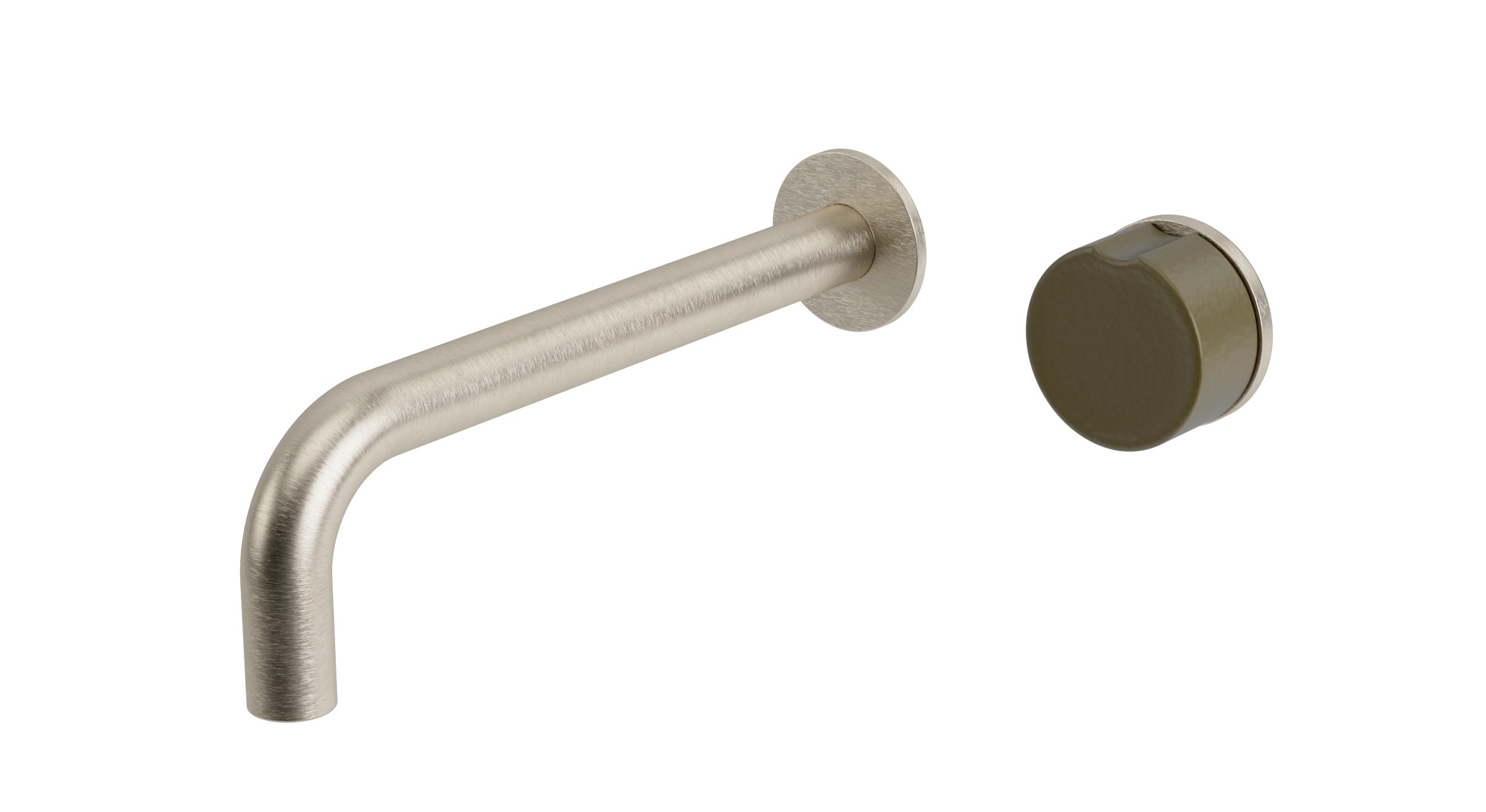 Foundry One Handle Wall Mount 7.5" Lavatory Faucet with Groove Ceramic Knob Handle in Satin Nickel