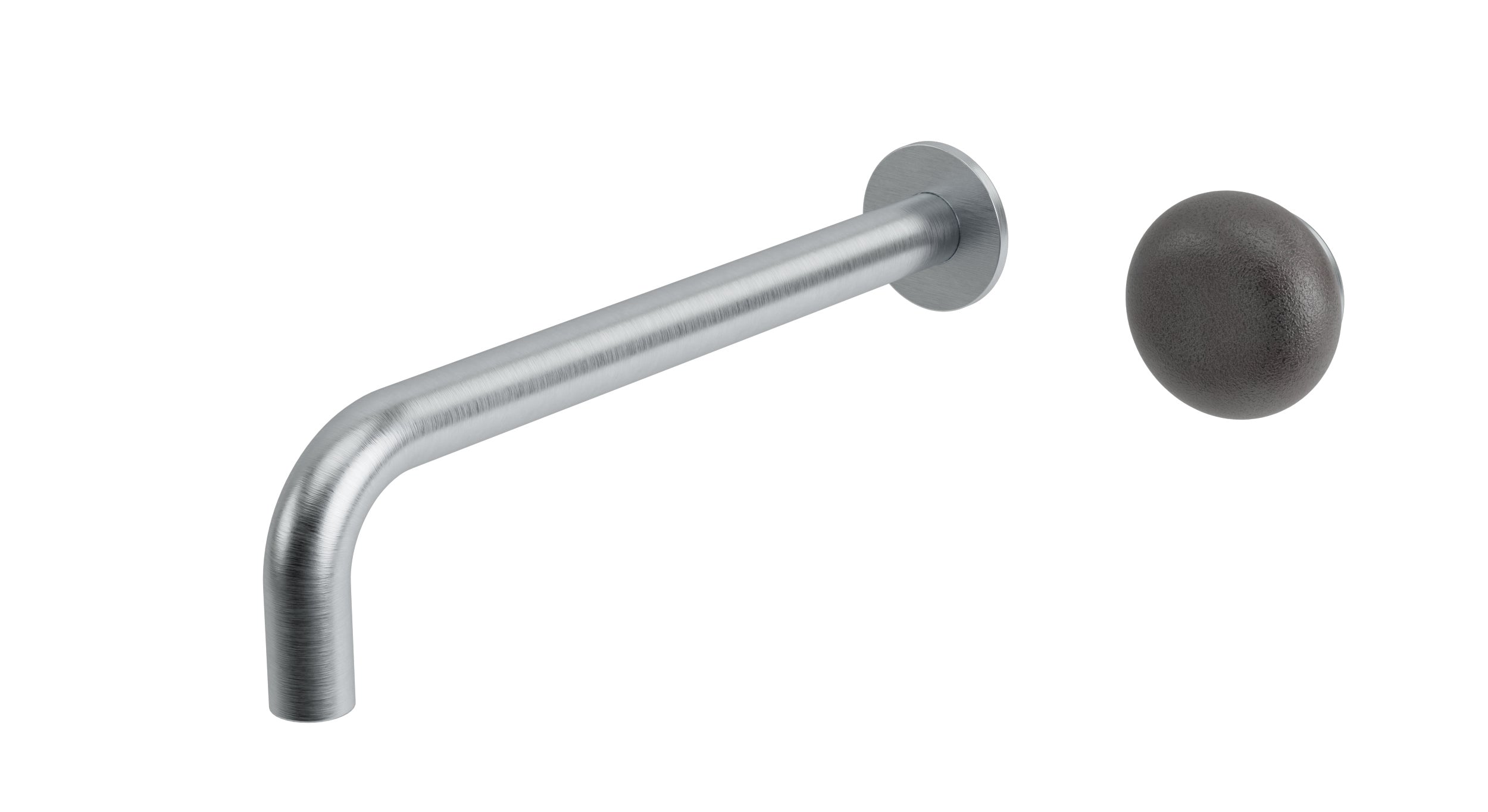 Foundry One Handle Wall Mount 10" Lavatory Faucet with Pebble Ceramic Knob Handle in Satin Chrome