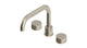 Foundry Two Handle Deck Mount Squaretop Bath Trim with Barrel Knob Handles in Satin Nickel