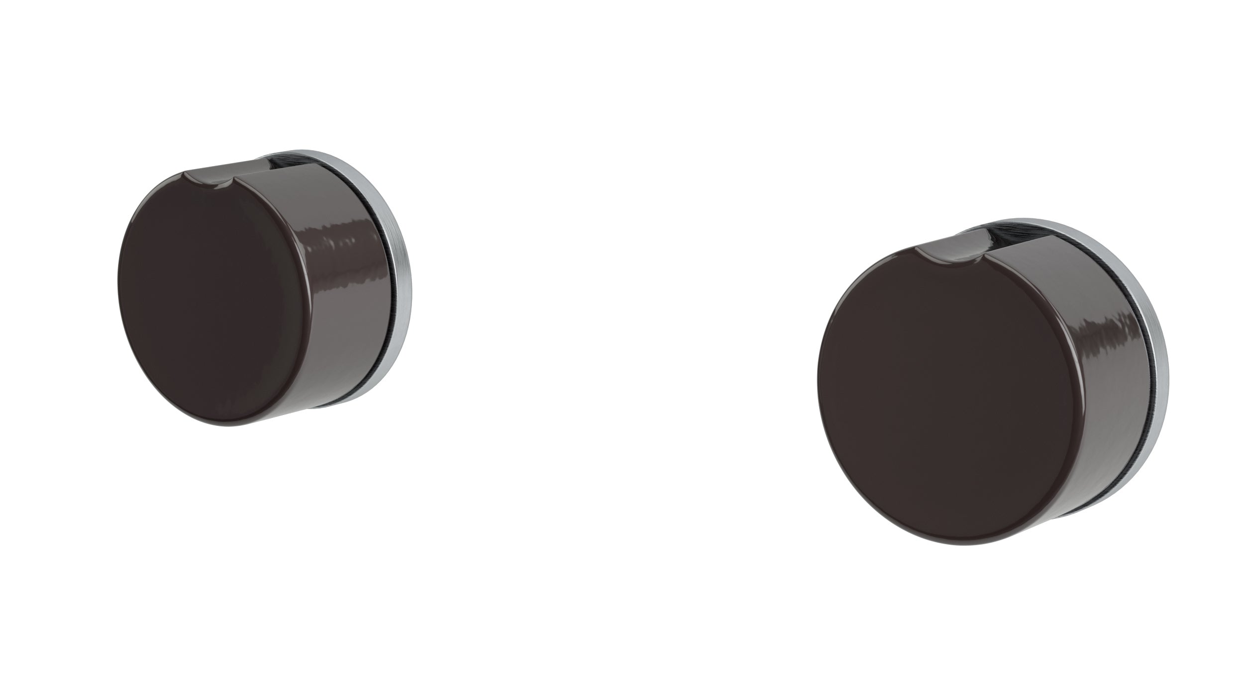 Foundry Two Handle Wall Mount Bath Trim with Groove Ceramic Knob Handles in Satin Chrome