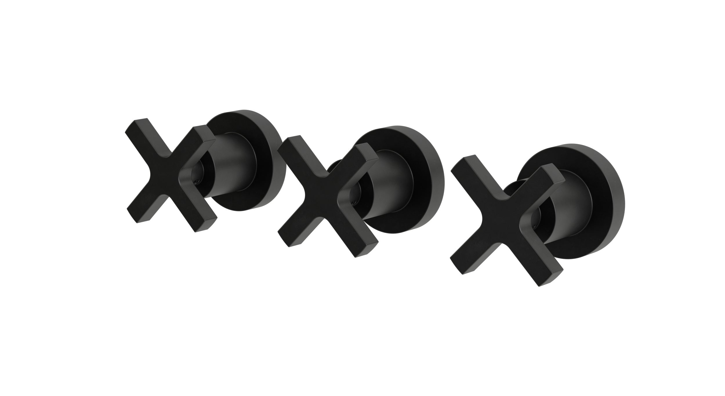 Flatiron Three Handle Wall Mount Bath Trim with Linear Cross Handles in Oil Rubbed Bronze