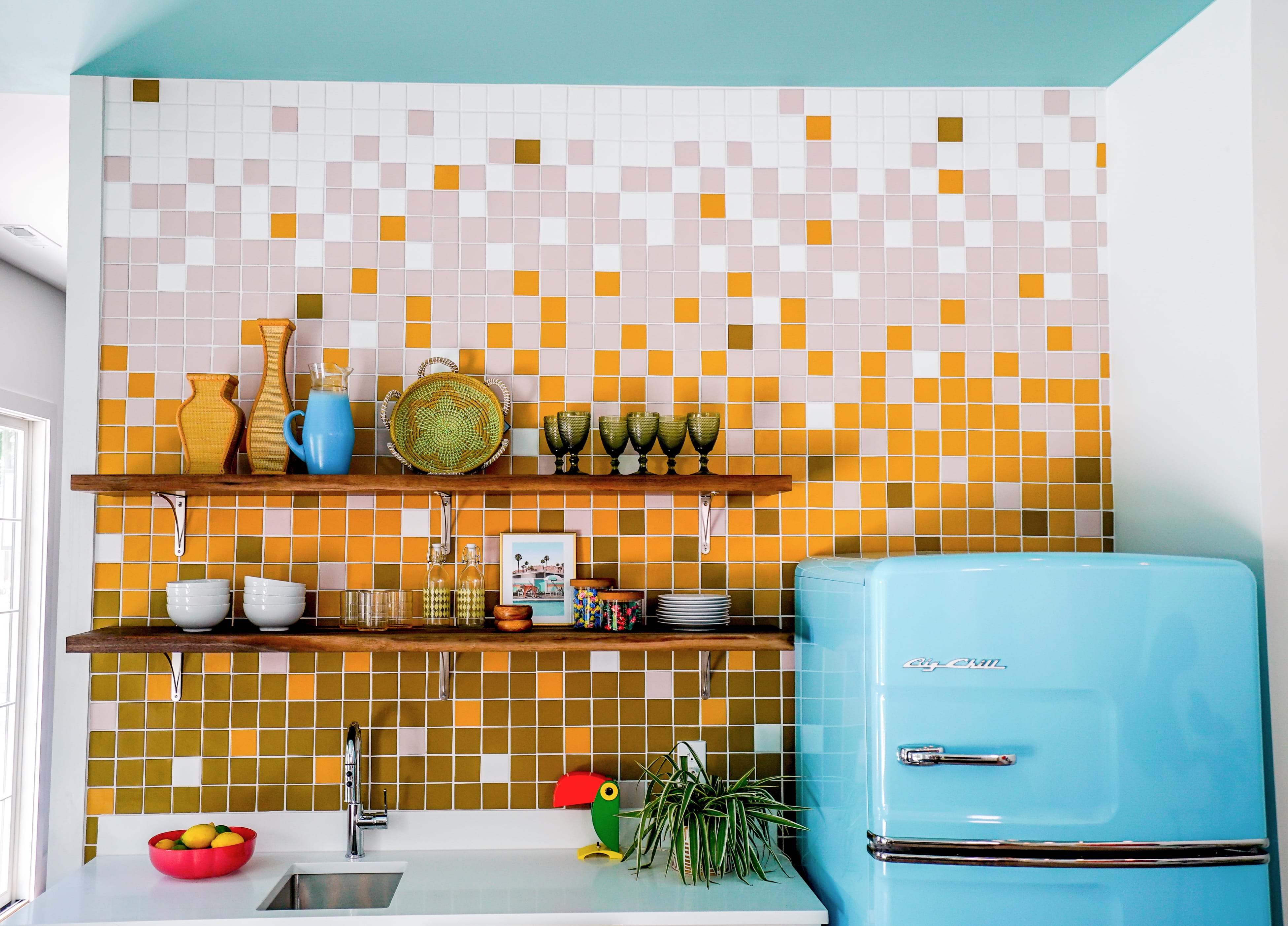 3x3 Straight Set Sheeted Original Ceramic Mosaic Tile in Calcite Matte