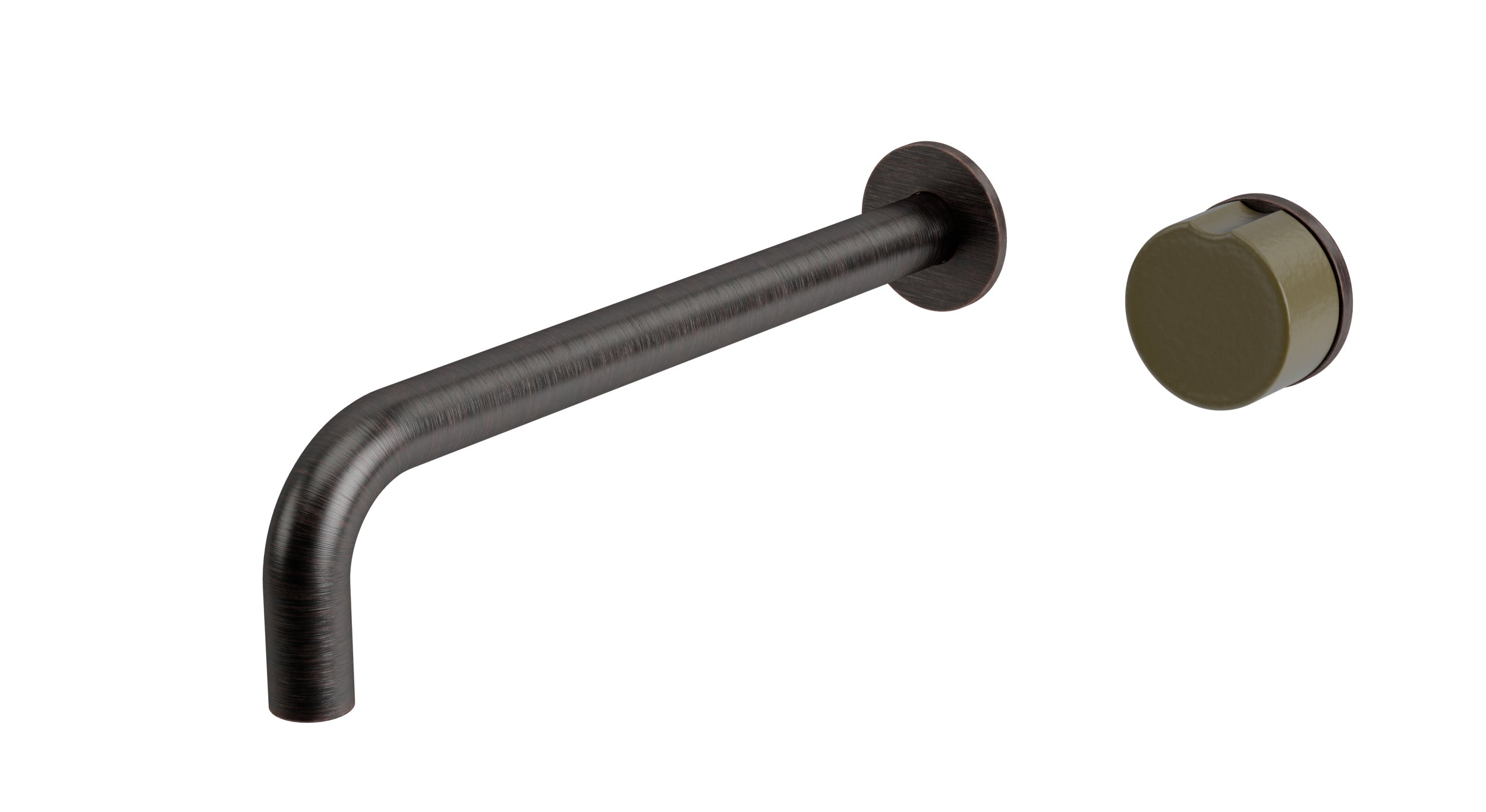 Foundry One Handle Wall Mount 10" Lavatory Faucet with Groove Ceramic Knob Handle in Antique Bronze