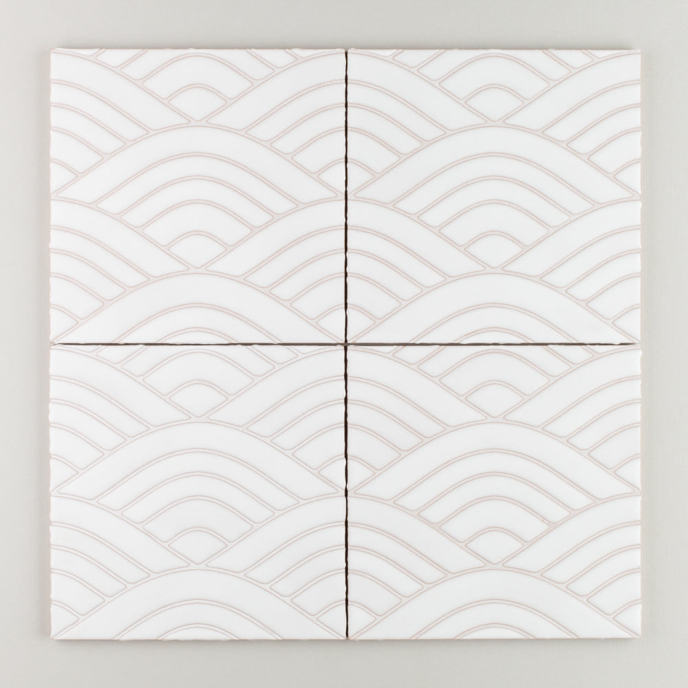 8x8 Handpainted Tile Summit in White Motif