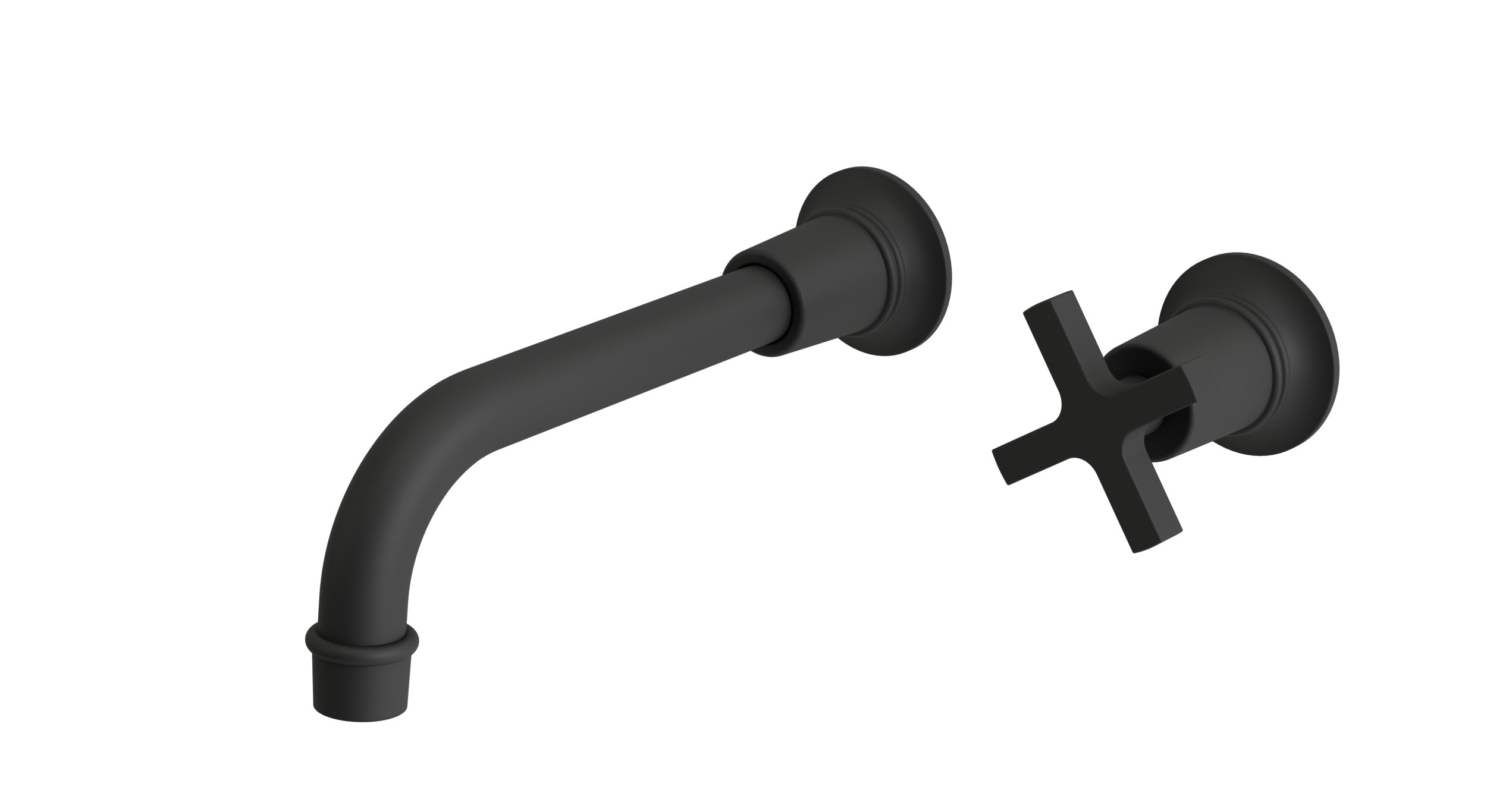 Emerson One Handle Wall Mount 8.25" Lavatory Faucet with Classic Cross Handle in Matte Black