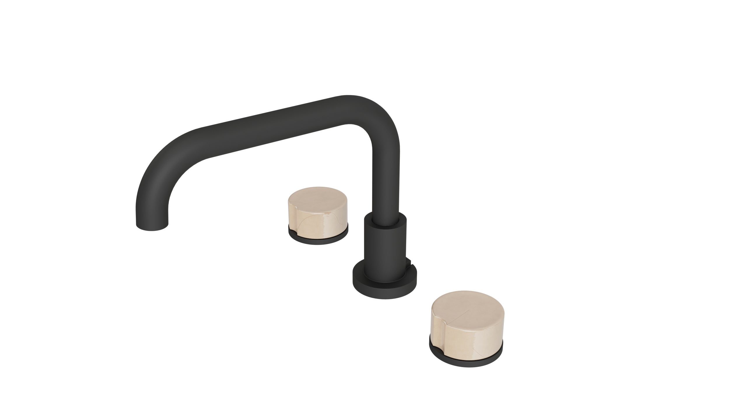 Foundry Two Handle Deck Mount Squaretop Bath Trim with Groove Ceramic Knob Handles in Matte Black