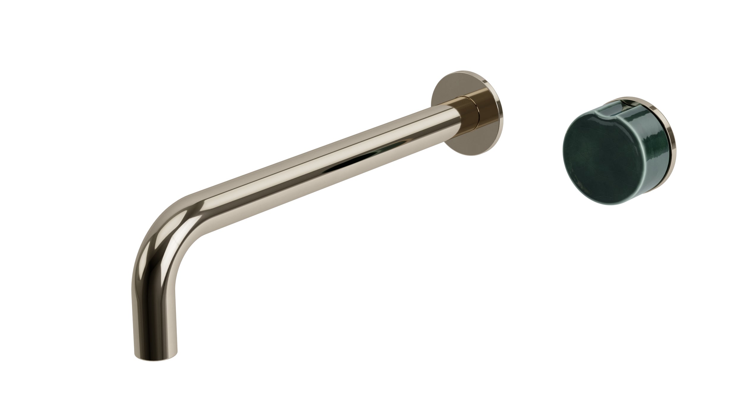 Foundry One Handle Wall Mount 10" Lavatory Faucet with Groove Ceramic Knob Handle in Polished Nickel