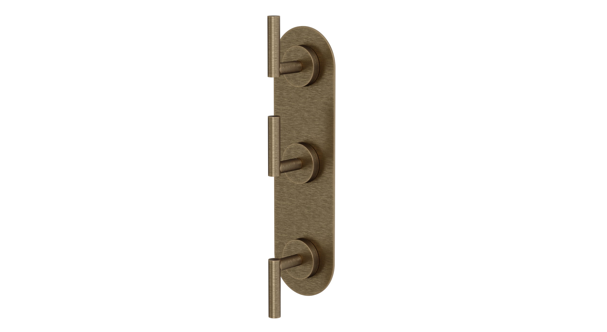 Contour Three Handle Wall Mount Shower Trim with Soft Lever Handles in Antique Brass