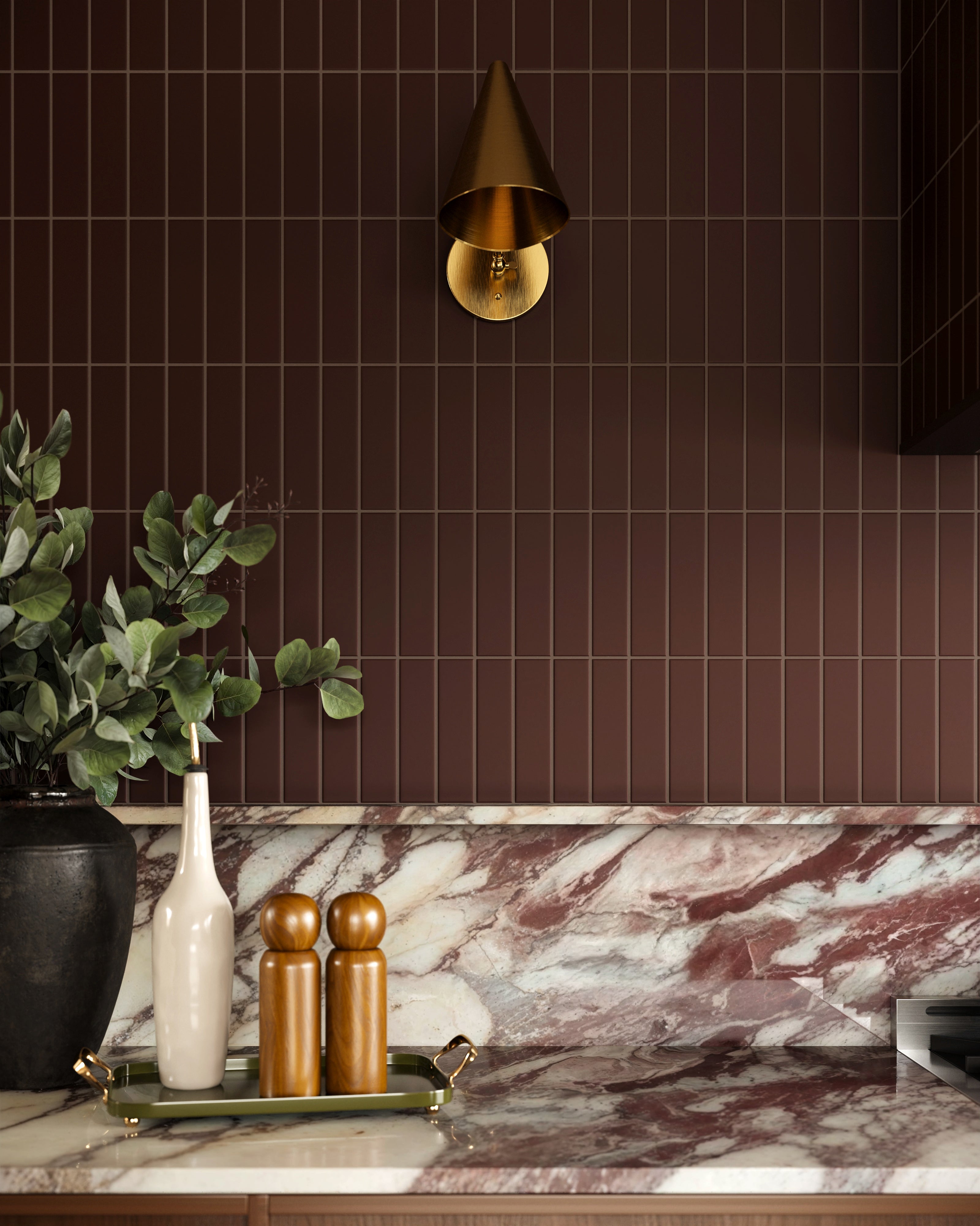 2x8 Original Ceramic Tile in Garnet Matte
