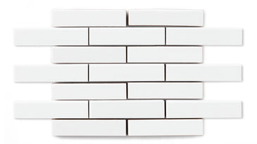 1x4 Half Offset Sheeted Original Ceramic Mosaic Tile in Calcite Gloss