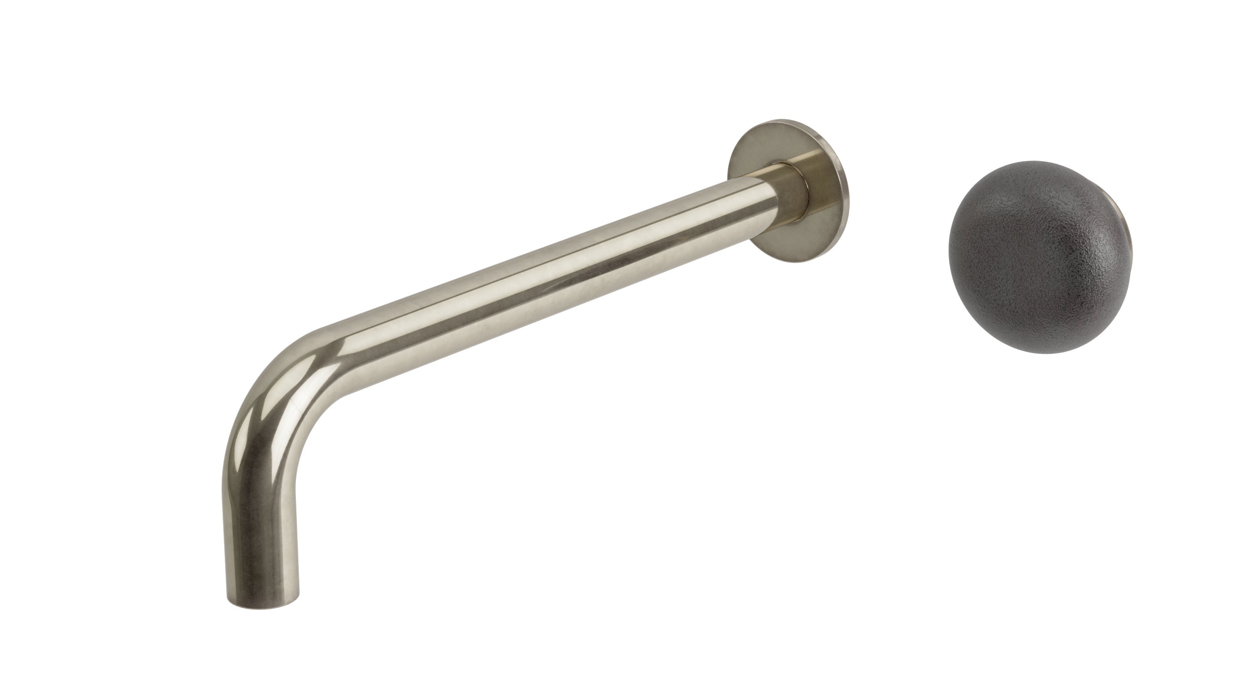 Foundry One Handle Wall Mount 10" Lavatory Faucet with Pebble Ceramic Knob Handle in French Nickel