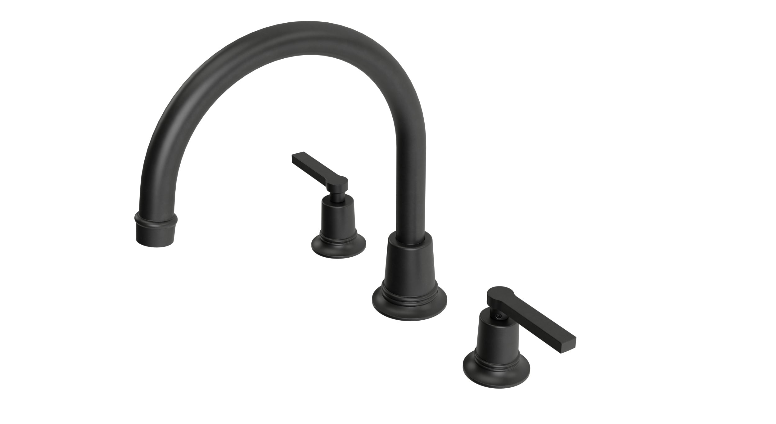 Emerson Two Handle Deck Mount Gooseneck Bath Trim with Classic Lever Handles in Oil Rubbed Bronze