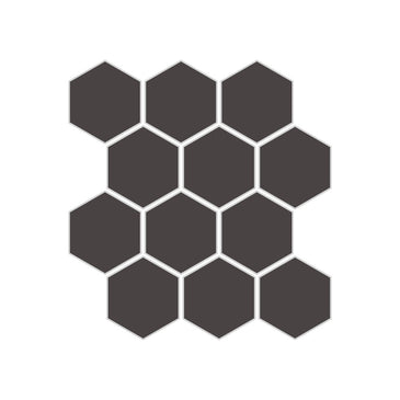 2" Hexagon Sheeted Original Ceramic Mosaic Tile in Carbon Gloss
