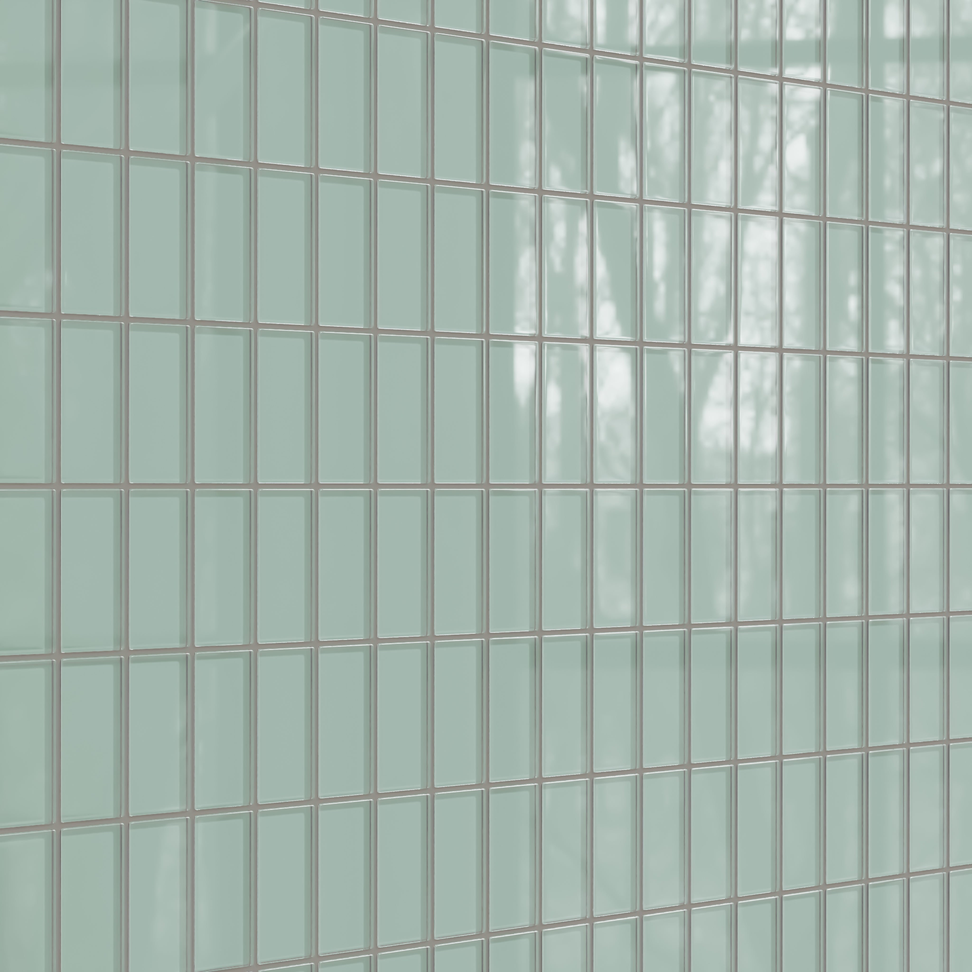 2x4 Straight Set Sheeted Glass Mosaic Tile in Kingfisher Gloss
