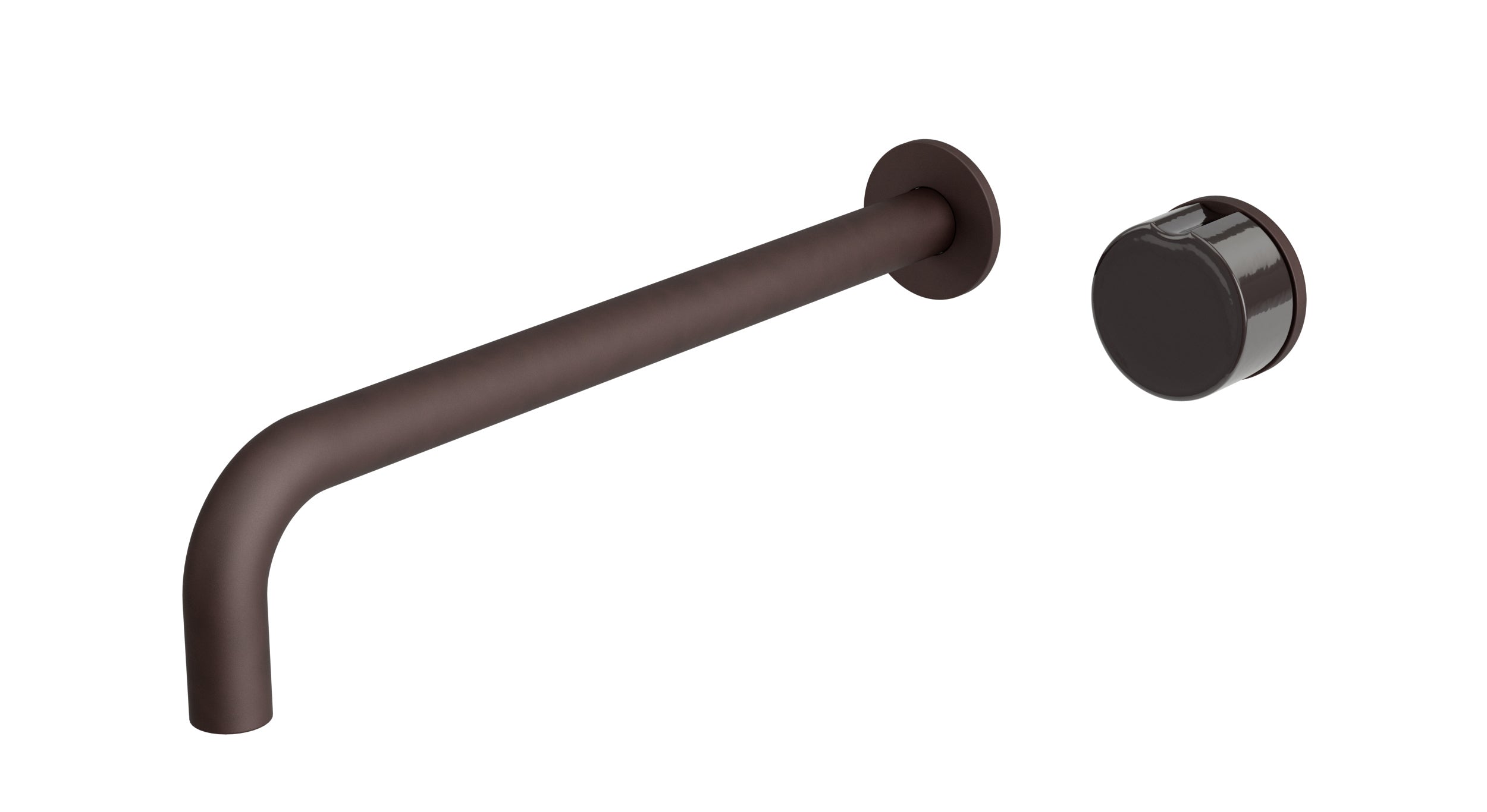 Foundry One Handle Wall Mount 12" Lavatory Faucet with Groove Ceramic Knob Handle in Architectural Copper