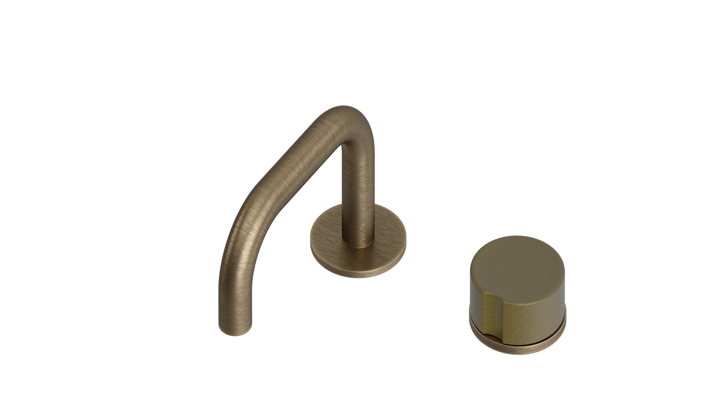 Foundry One Handle Deck Mount Squaretop Lavatory Faucet with Groove Ceramic Knob Handle in Antique Brass