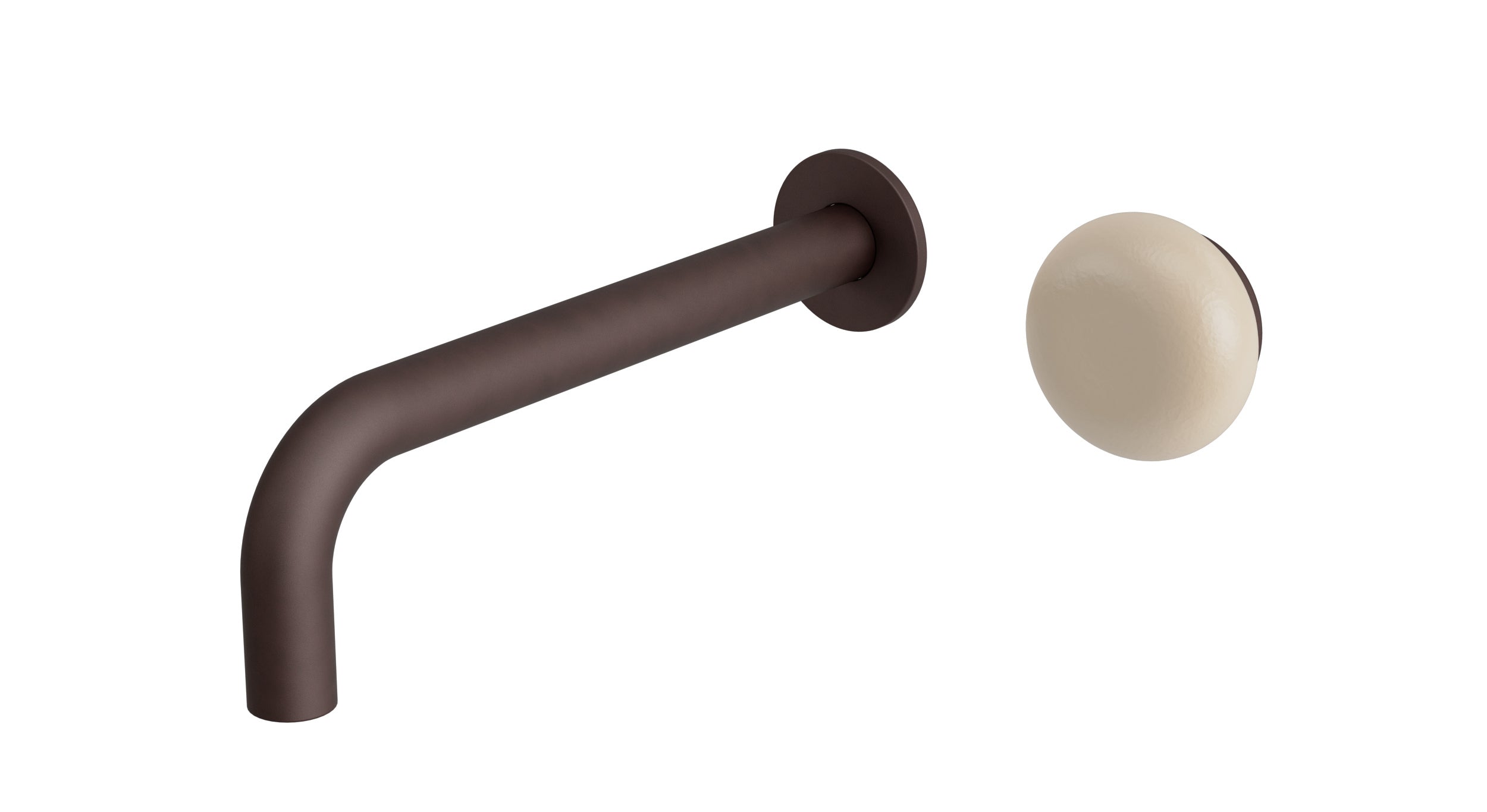 Foundry One Handle Wall Mount 7.5" Lavatory Faucet with Pebble Ceramic Knob Handle in Architectural Copper
