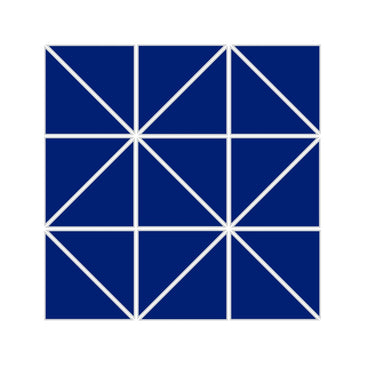 3" Triangle Sheeted - Quadrant Original Ceramic Mosaic Tile in Azul Matte