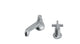 Emerson One Handle Deck Mount Low Hexagon Lavatory Faucet with Classic Cross Handle in Satin Chrome