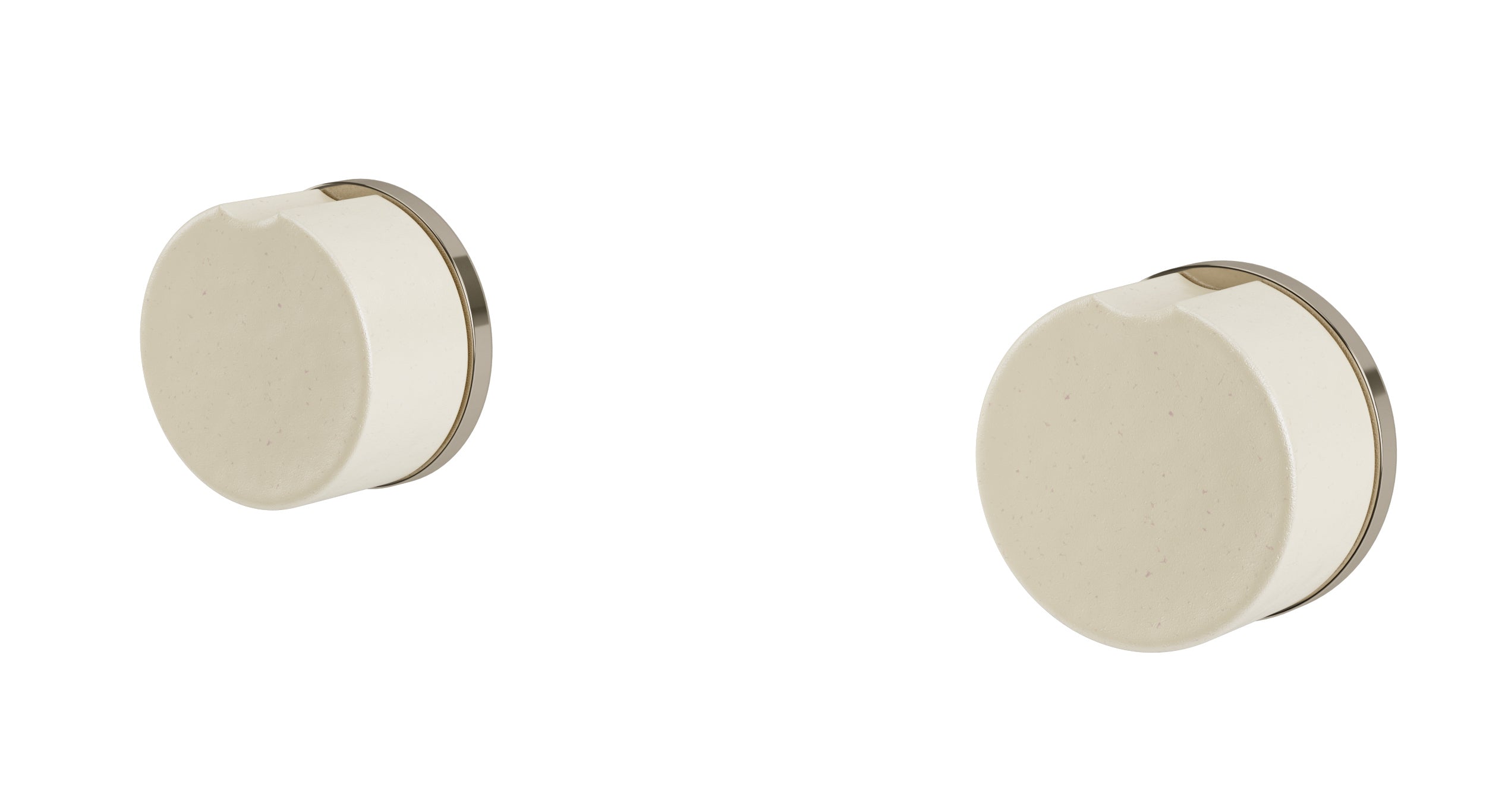 Foundry Two Handle Wall Mount Bath Trim with Groove Ceramic Knob Handles in Polished Nickel