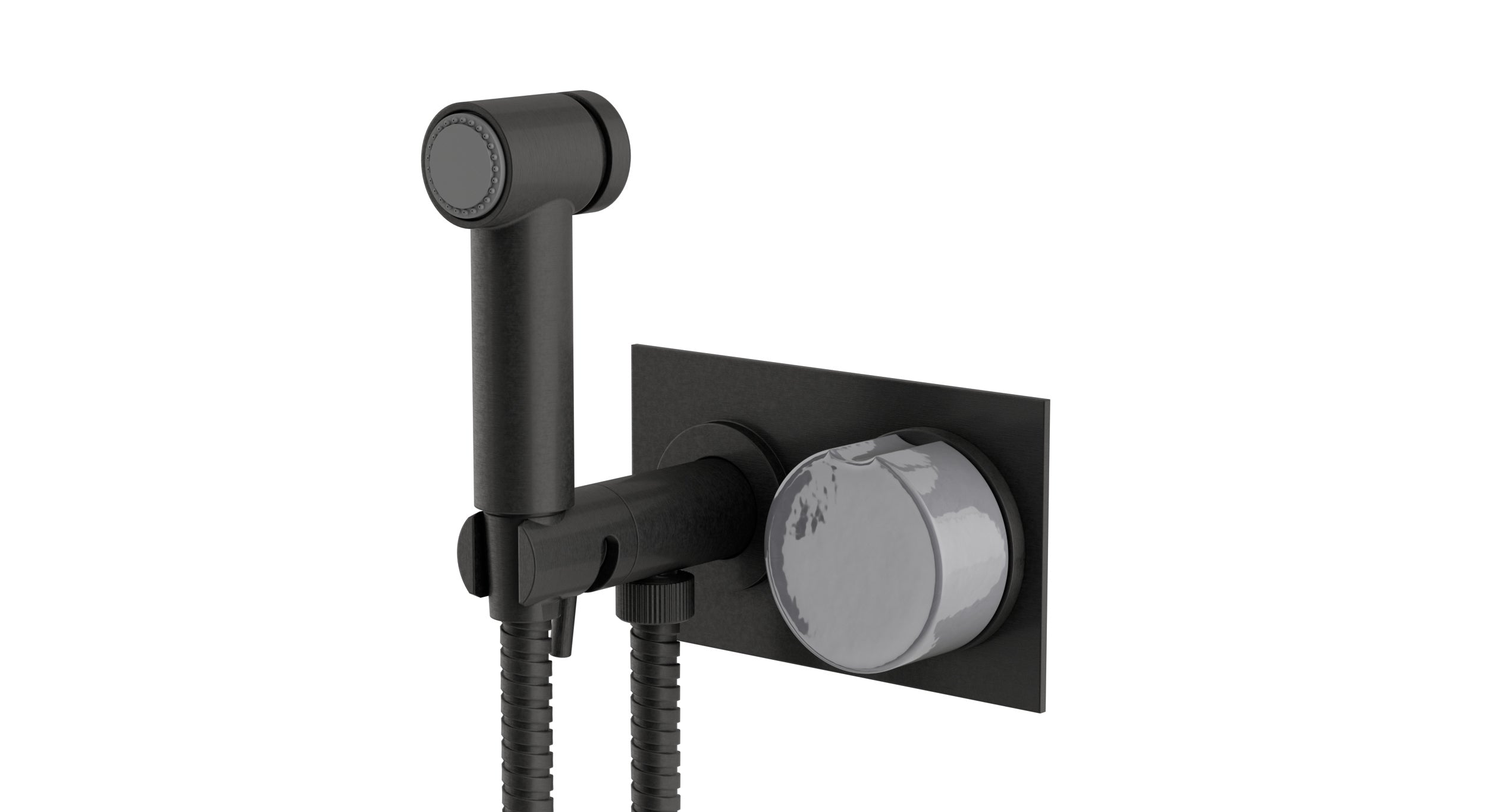 Foundry One Handle Wall Mount Bidet Trim with Groove Ceramic Knob Handle in Blackened Nickel