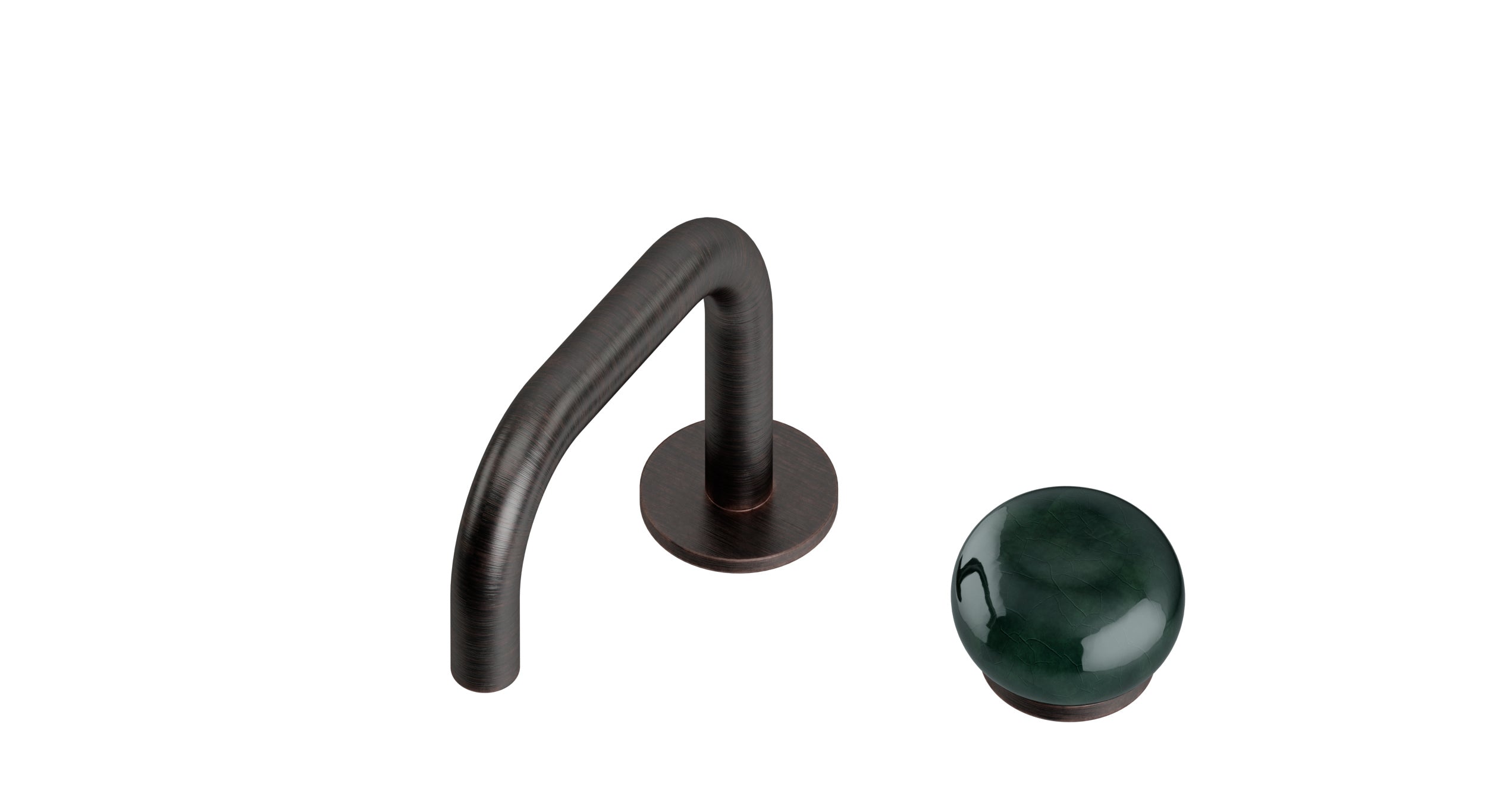 Foundry One Handle Deck Mount Squaretop Lavatory Faucet with Pebble Ceramic Knob Handle in Antique Bronze