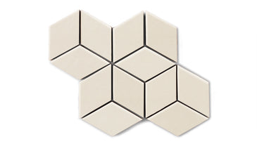 Small Diamond Sheeted - Escher Original Ceramic Mosaic Tile in Ivory Matte