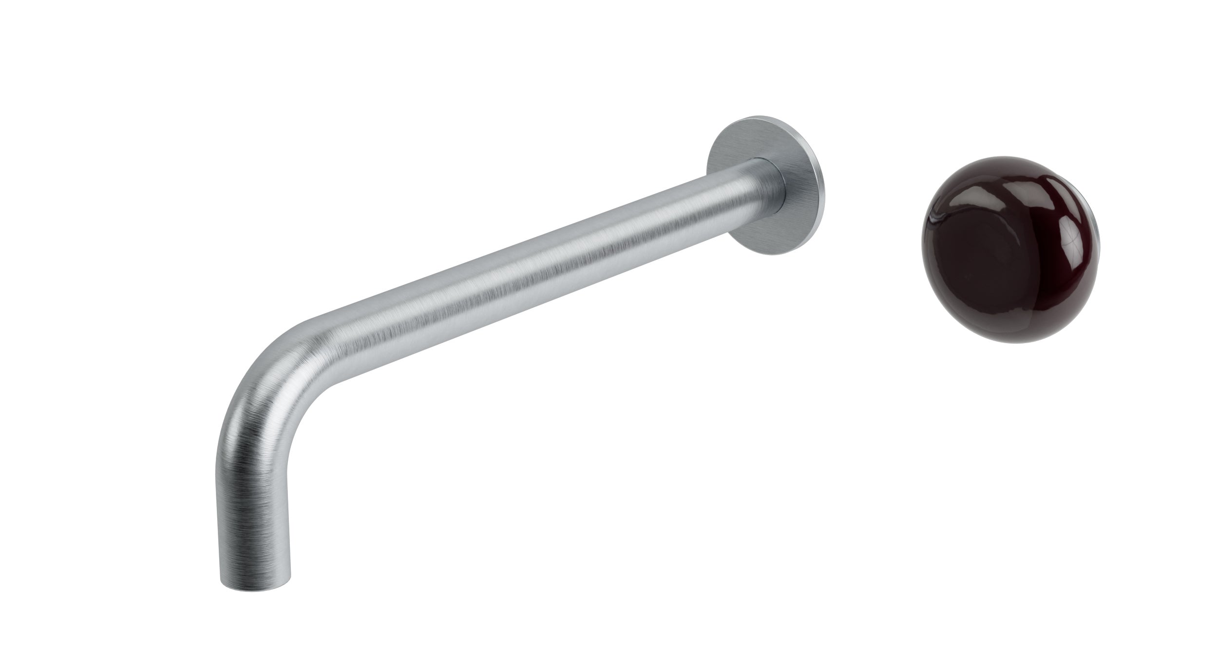 Foundry One Handle Wall Mount 10" Lavatory Faucet with Pebble Ceramic Knob Handle in Satin Chrome