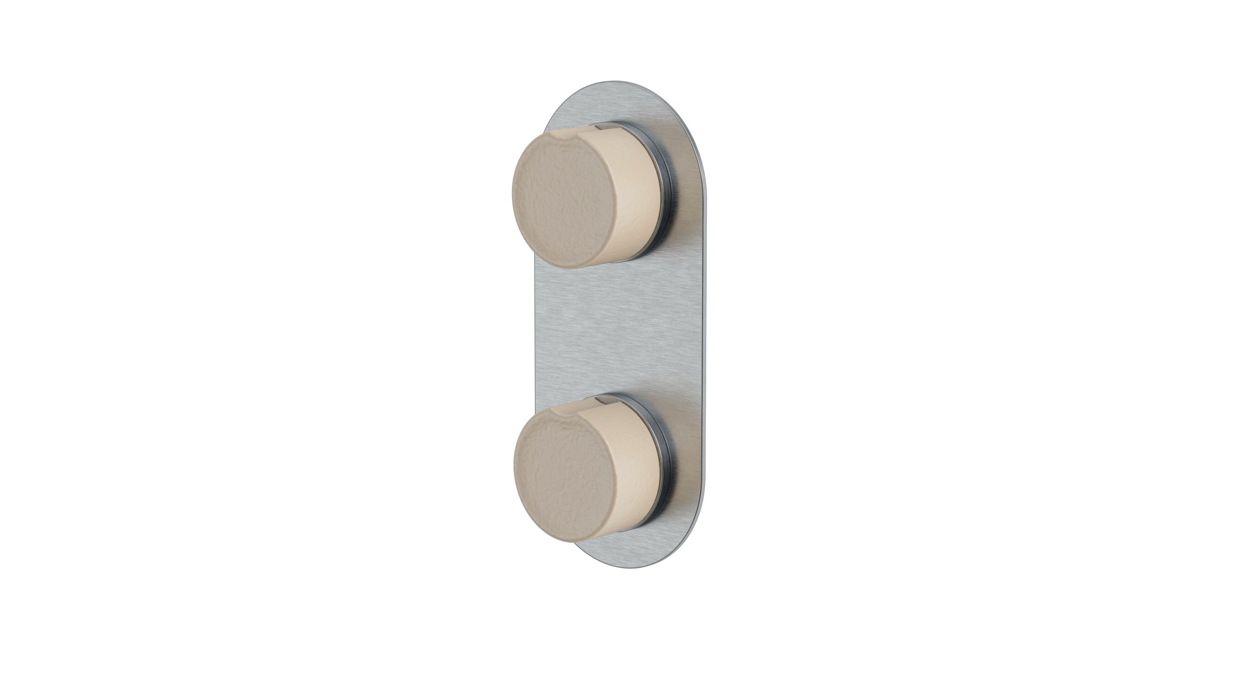 Foundry Two Handle Wall Mount Shower Trim with Groove Ceramic Knob Handles in Satin Chrome