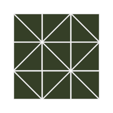3" Triangle Sheeted - Quadrant Original Ceramic Mosaic Tile in Hunter Green Gloss