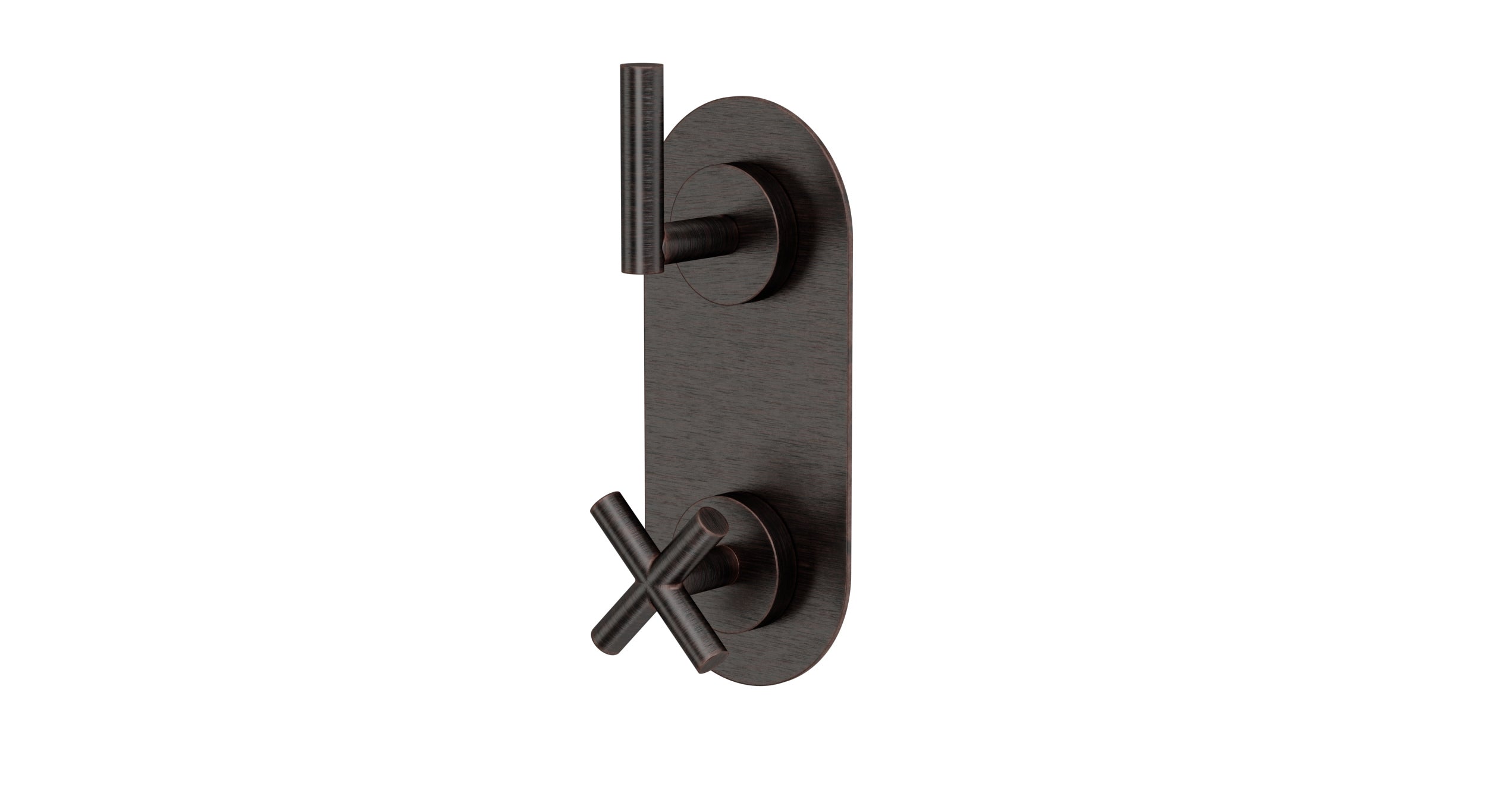 Contour Two Handle Wall Mount Shower Trim with Soft Cross/Soft Lever Handles in Antique Bronze
