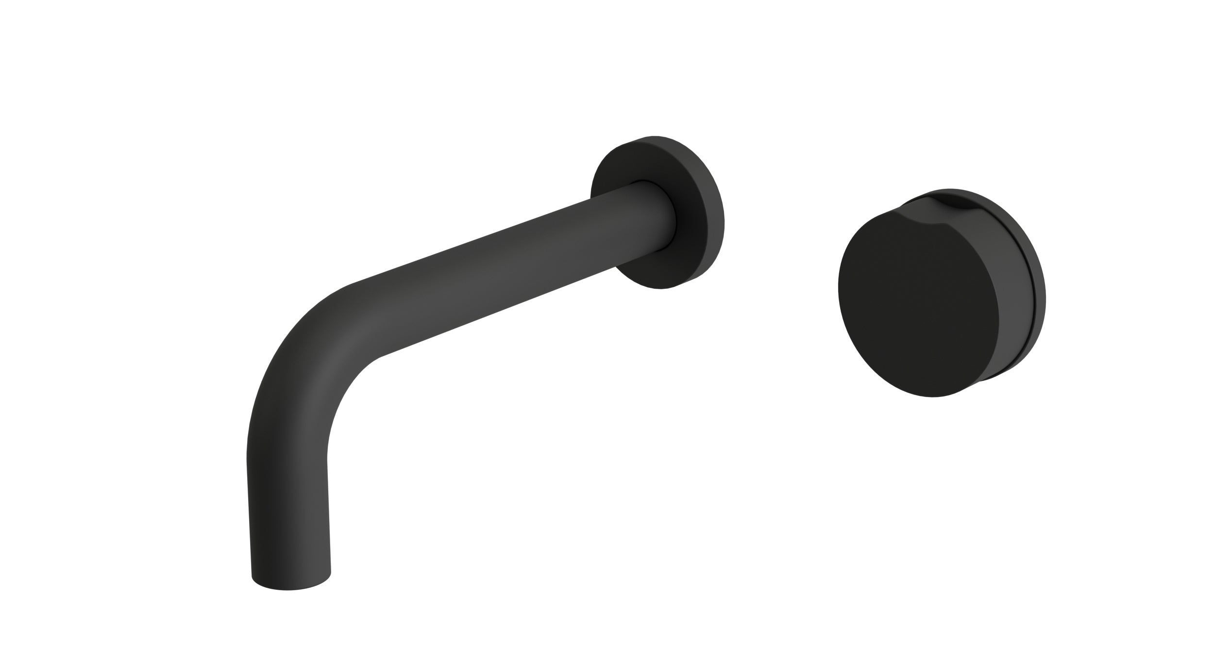 Foundry One Handle Wall Mount 7.5" Lavatory Faucet with Barrel Knob Handle in Matte Black