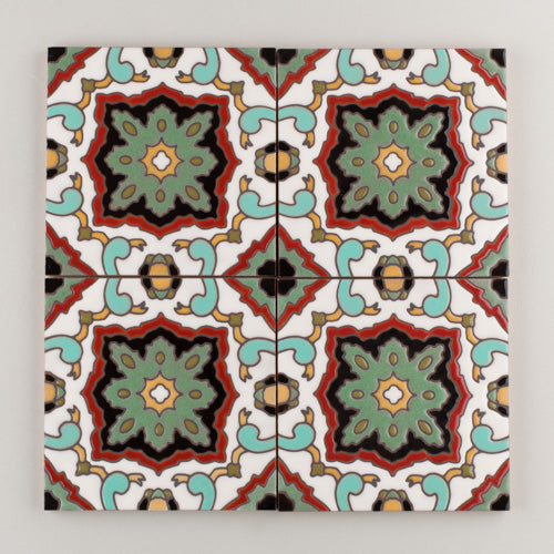 6x6 Handpainted Tile San Sebastian in Warm Motif
