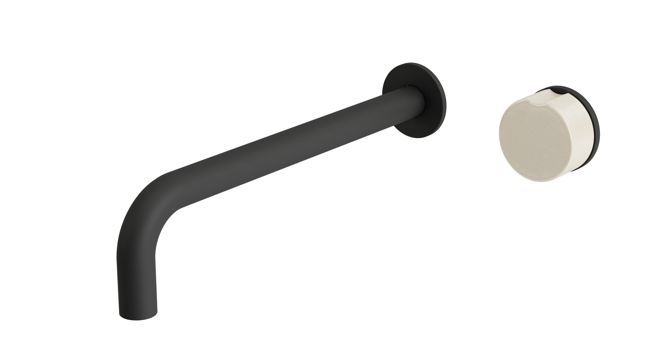Foundry One Handle Wall Mount 10" Lavatory Faucet with Groove Ceramic Knob Handle in Matte Black