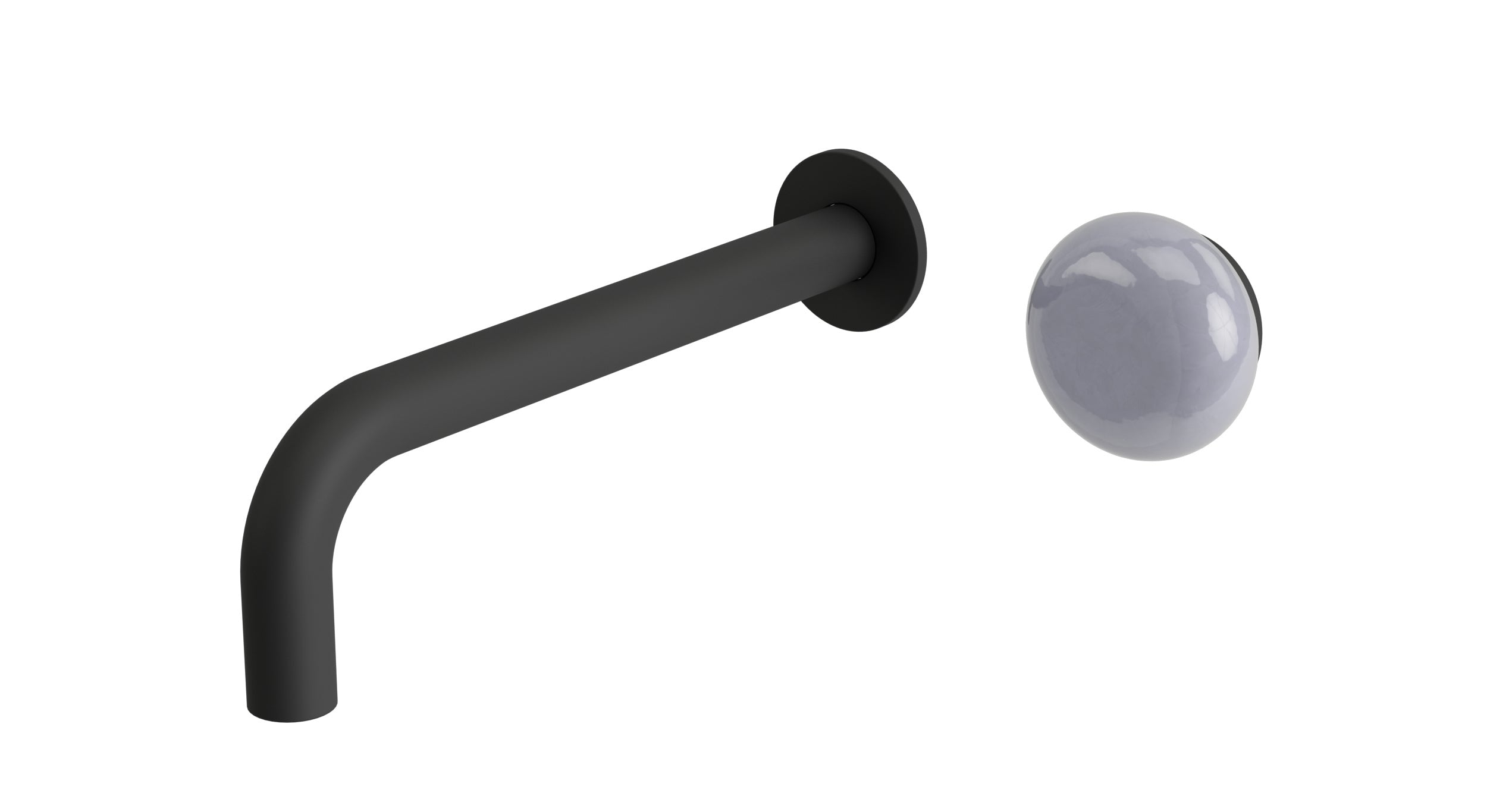 Foundry One Handle Wall Mount 7.5" Lavatory Faucet with Pebble Ceramic Knob Handle in Matte Black