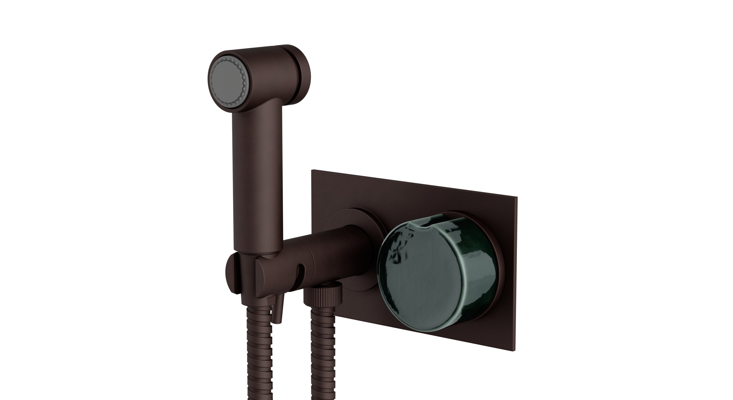 Foundry One Handle Wall Mount Bidet Trim with Groove Ceramic Knob Handle in Architectural Copper