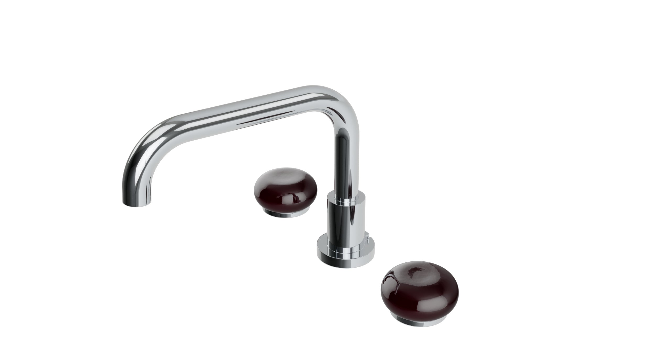 Foundry Two Handle Deck Mount Squaretop Bath Trim with Pebble Ceramic Knob Handles in Polished Chrome
