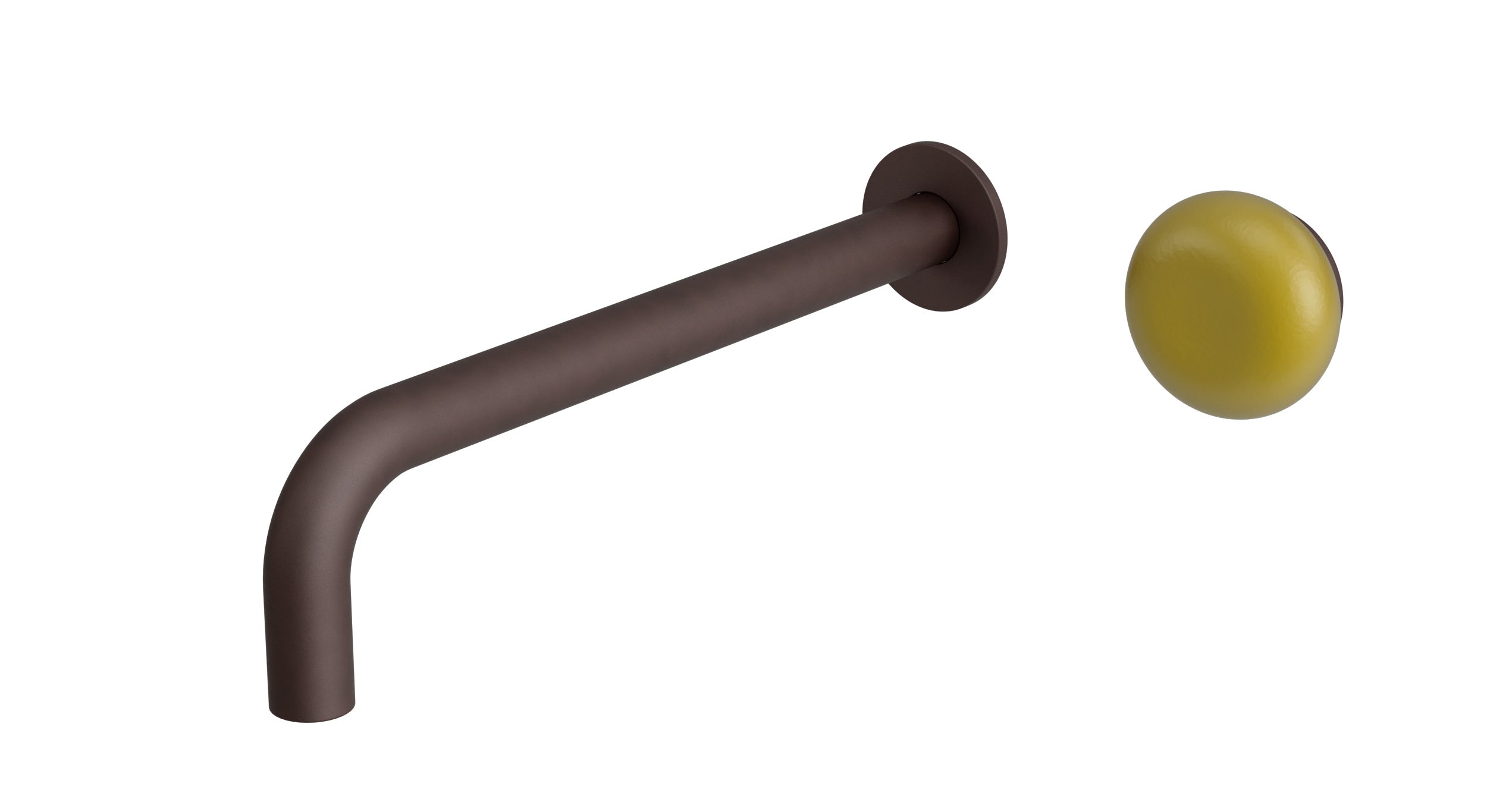 Foundry One Handle Wall Mount 10" Lavatory Faucet with Pebble Ceramic Knob Handle in Architectural Copper
